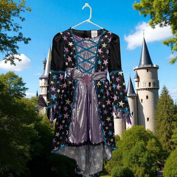 Girls Starry Witch Wizard Fairy Halloween Costume Dress Up Cosplay Size 7 8 - Picture 4 of 8